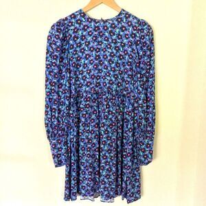 Fresha London Blue and Pink Floral Babydoll Dress